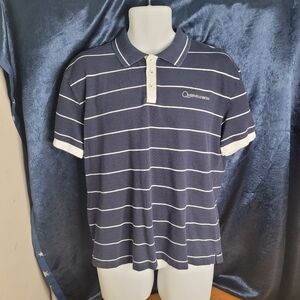 Cunard Queen Elizabeth Polo Men XL Navy Blue Striped